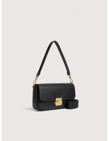 Borsa baguette in pelle con grana Coccinelle C-Me Lock Medium – Noir - foto 2