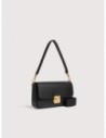 Borsa baguette in pelle con grana Coccinelle C-Me Lock Medium – Noir