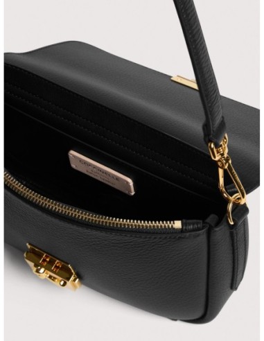 Borsa baguette in pelle con grana Coccinelle C-Me Lock Medium – Noir - foto 3