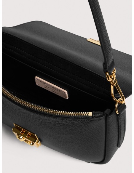 Borsa baguette in pelle con grana Coccinelle C-Me Lock Medium – Noir - foto 3