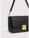 Borsa baguette in pelle con grana Coccinelle C-Me Lock Medium – Noir