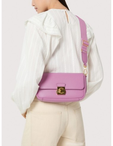 Borsa baguette in pelle con grana Coccinelle C-Me Lock Medium – Noir - foto 6