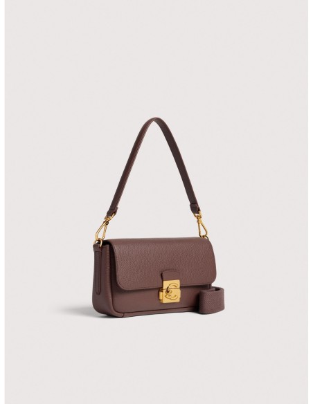 Borsa baguette in pelle con grana Coccinelle C-Me Lock Medium – Berry - foto 2