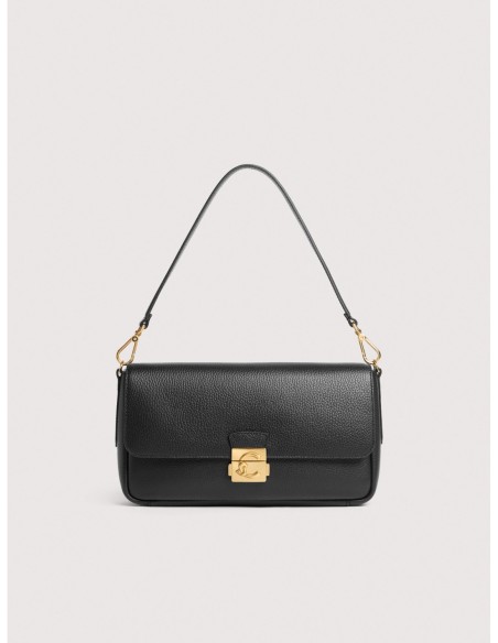 Borsa baguette in pelle con grana Coccinelle C-Me Lock Large – Noir - foto 1