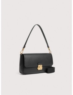 Borsa baguette in pelle con grana Coccinelle C-Me Lock Large – Noir - foto 1 2