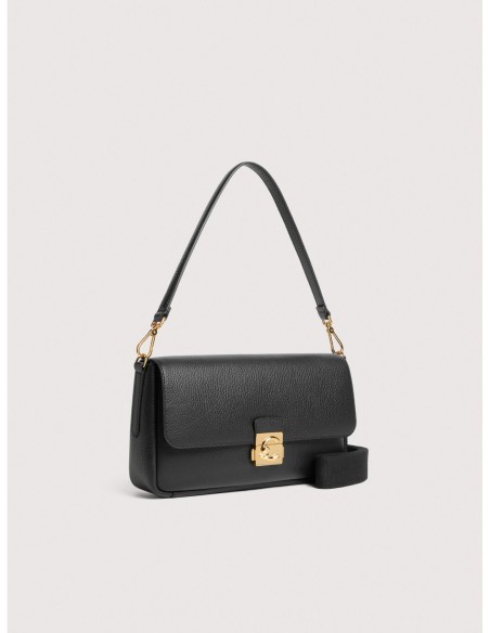 Borsa baguette in pelle con grana Coccinelle C-Me Lock Large – Noir - foto 2