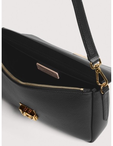 Borsa baguette in pelle con grana Coccinelle C-Me Lock Large – Noir - foto 3