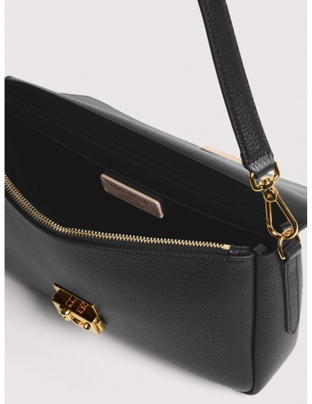 Borsa baguette in pelle con grana Coccinelle C-Me Lock Large – Noir - foto 3