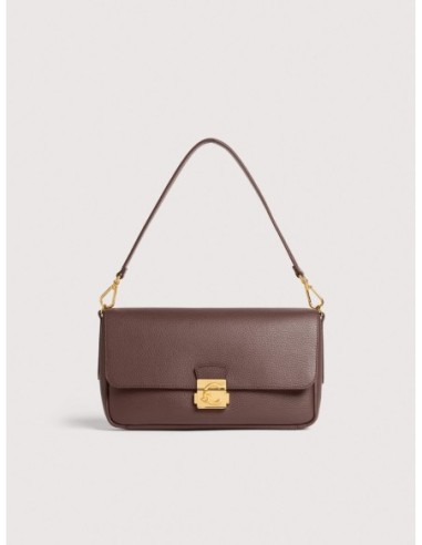 Borsa baguette in pelle con grana Coccinelle C-Me Lock Large – Berry - foto 1