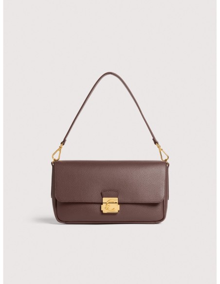 Borsa baguette in pelle con grana Coccinelle C-Me Lock Large – Berry - foto 1