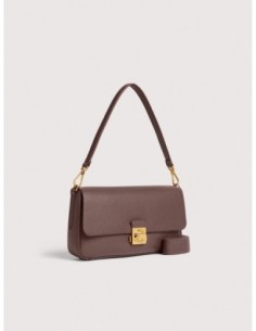 Borsa baguette in pelle con grana Coccinelle C-Me Lock Large – Berry - foto 1 2