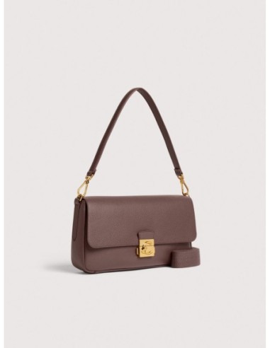 Borsa baguette in pelle con grana Coccinelle C-Me Lock Large – Berry - foto 2