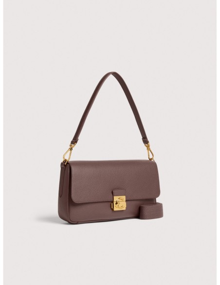 Borsa baguette in pelle con grana Coccinelle C-Me Lock Large – Berry - foto 2