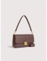 Borsa baguette in pelle con grana Coccinelle C-Me Lock Large – Berry