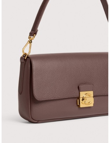 Borsa baguette in pelle con grana Coccinelle C-Me Lock Large – Berry - foto 4