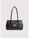 Borsa a spalla con doppio manico in pelle con grana Coccinelle C-Me Lock Large – Noir