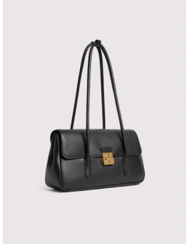 Borsa a spalla con doppio manico in pelle con grana Coccinelle C-Me Lock Large – Noir - foto 2