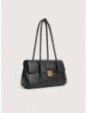 Borsa a spalla con doppio manico in pelle con grana Coccinelle C-Me Lock Large – Noir