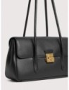 Borsa a spalla con doppio manico in pelle con grana Coccinelle C-Me Lock Large – Noir