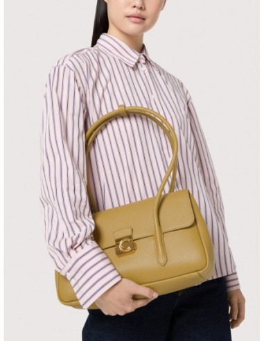 Borsa a spalla con doppio manico in pelle con grana Coccinelle C-Me Lock Large – Noir - foto 5