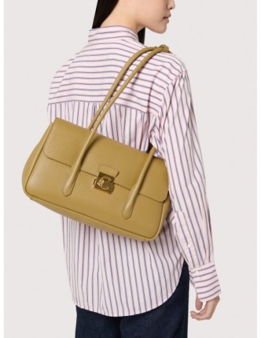 Borsa a spalla con doppio manico in pelle con grana Coccinelle C-Me Lock Large – Noir - foto 6