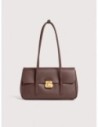 Borsa a spalla con doppio manico in pelle con grana Coccinelle C-Me Lock Large – Berry