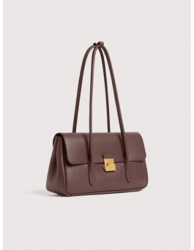 Borsa a spalla con doppio manico in pelle con grana Coccinelle C-Me Lock Large – Berry - foto 2