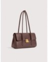 Borsa a spalla con doppio manico in pelle con grana Coccinelle C-Me Lock Large – Berry