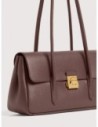Borsa a spalla con doppio manico in pelle con grana Coccinelle C-Me Lock Large – Berry