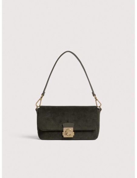 Borsa baguette in tessuto a coste Coccinelle C-Me Lock Medium – Fango - foto 1