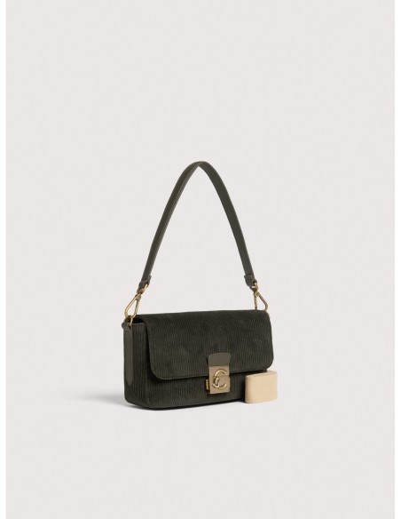 Borsa baguette in tessuto a coste Coccinelle C-Me Lock Medium – Fango - foto 2