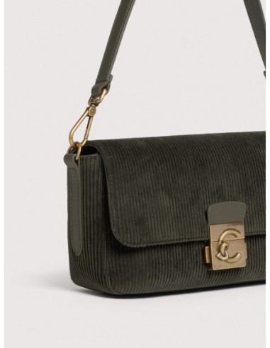 Borsa baguette in tessuto a coste Coccinelle C-Me Lock Medium – Fango - foto 4