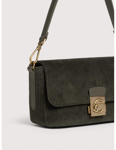 Borsa baguette in tessuto a coste Coccinelle C-Me Lock Medium – Fango - foto 4