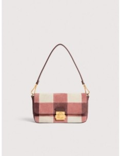 Borsa baguette in camoscio vichy patchwork Coccinelle C-Me Lock Medium – Multicolor Winter Rose/Berry - foto 1