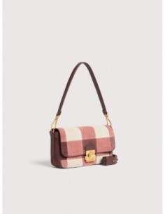 Borsa baguette in camoscio vichy patchwork Coccinelle C-Me Lock Medium – Multicolor Winter Rose/Berry - foto 1 2
