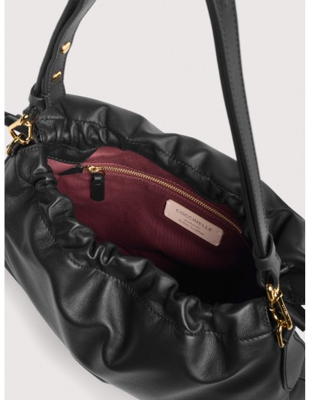 Borsa a spalla in pelle liscia Coccinelle Lidia Small – Noir - foto 3
