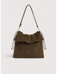 Borsa a spalla piatta in camoscio Coccinelle Lidia Medium – Fango - foto 1