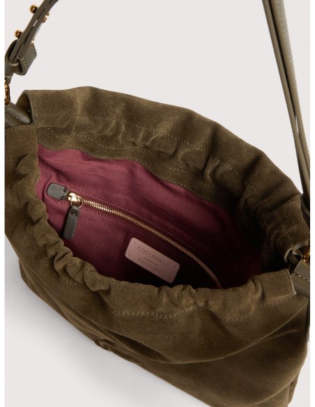 Borsa a spalla piatta in camoscio Coccinelle Lidia Medium – Fango - foto 3