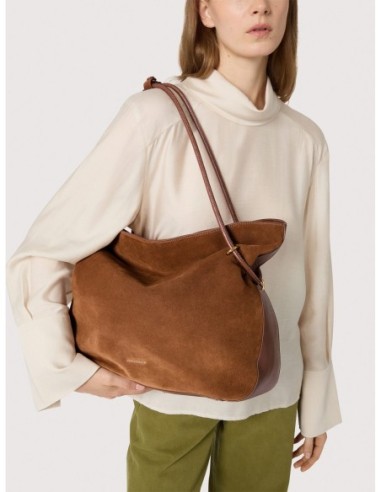 Borsa shopping in camoscio Coccinelle Lizzie Medium – Cognac - foto 5