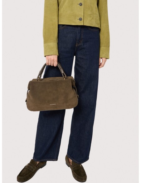 Borsa a mano in camoscio Coccinelle Lizzie Small – Fango - foto 5