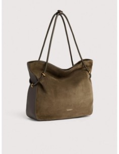 Borsa shopping in camoscio Coccinelle Lizzie Medium – Fango - foto 1 2