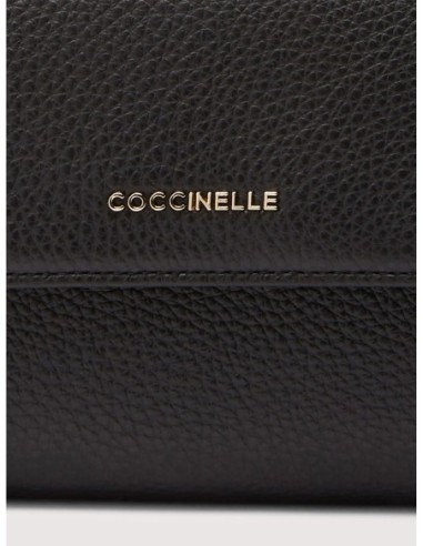 Portafoglio grande con patta in pelle con grana Coccinelle Metallic Large – Noir - foto 3