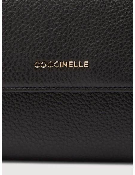 Portafoglio grande con patta in pelle con grana Coccinelle Metallic Large – Noir - foto 3