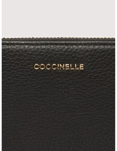 Portafoglio grande con zip e 12 porta carte in pelle con grana Coccinelle Metallic Large – Noir - foto 3