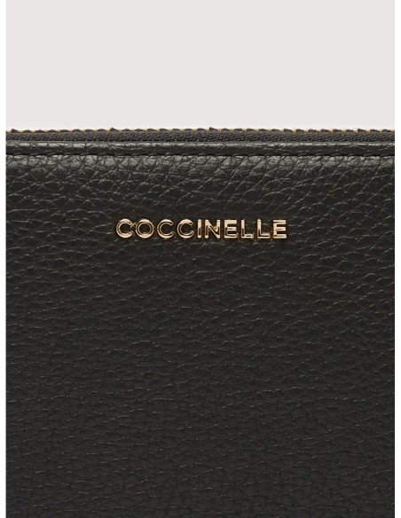 Portafoglio grande con zip e 12 porta carte in pelle con grana Coccinelle Metallic Large – Noir - foto 3