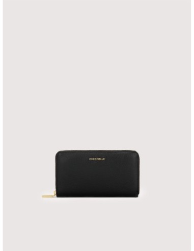 Portafoglio grande con zip in pelle con grana Coccinelle Metallic Large – Noir - foto 1