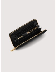 Portafoglio grande con zip in pelle con grana Coccinelle Metallic Large – Noir - foto 1 2
