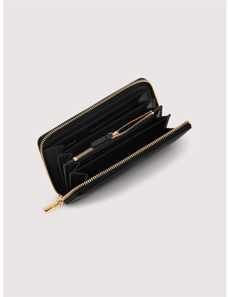 Portafoglio grande con zip in pelle con grana Coccinelle Metallic Large – Noir - foto 2
