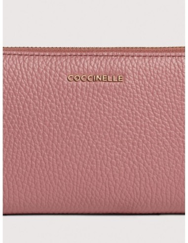 Portafoglio grande con zip in pelle con grana Coccinelle Metallic Large – Winter Rose - foto 3