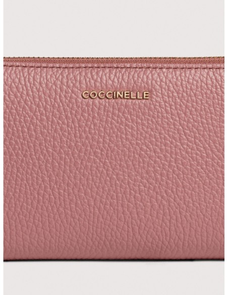 Portafoglio grande con zip in pelle con grana Coccinelle Metallic Large – Winter Rose - foto 3
